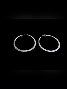 Large Hammered Hoop Earrings Sterling Silver 925 – Statement Hoops